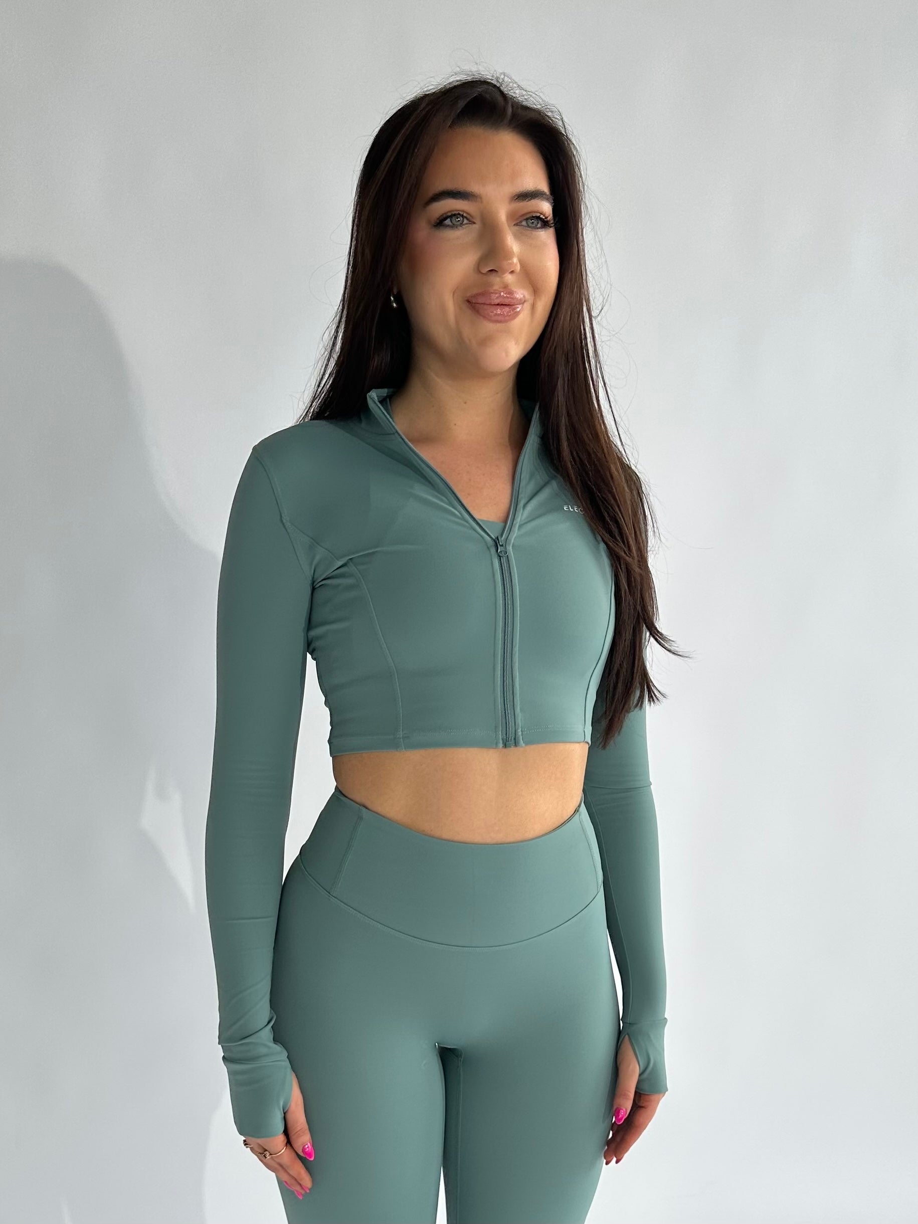 Cropped jacket green sales