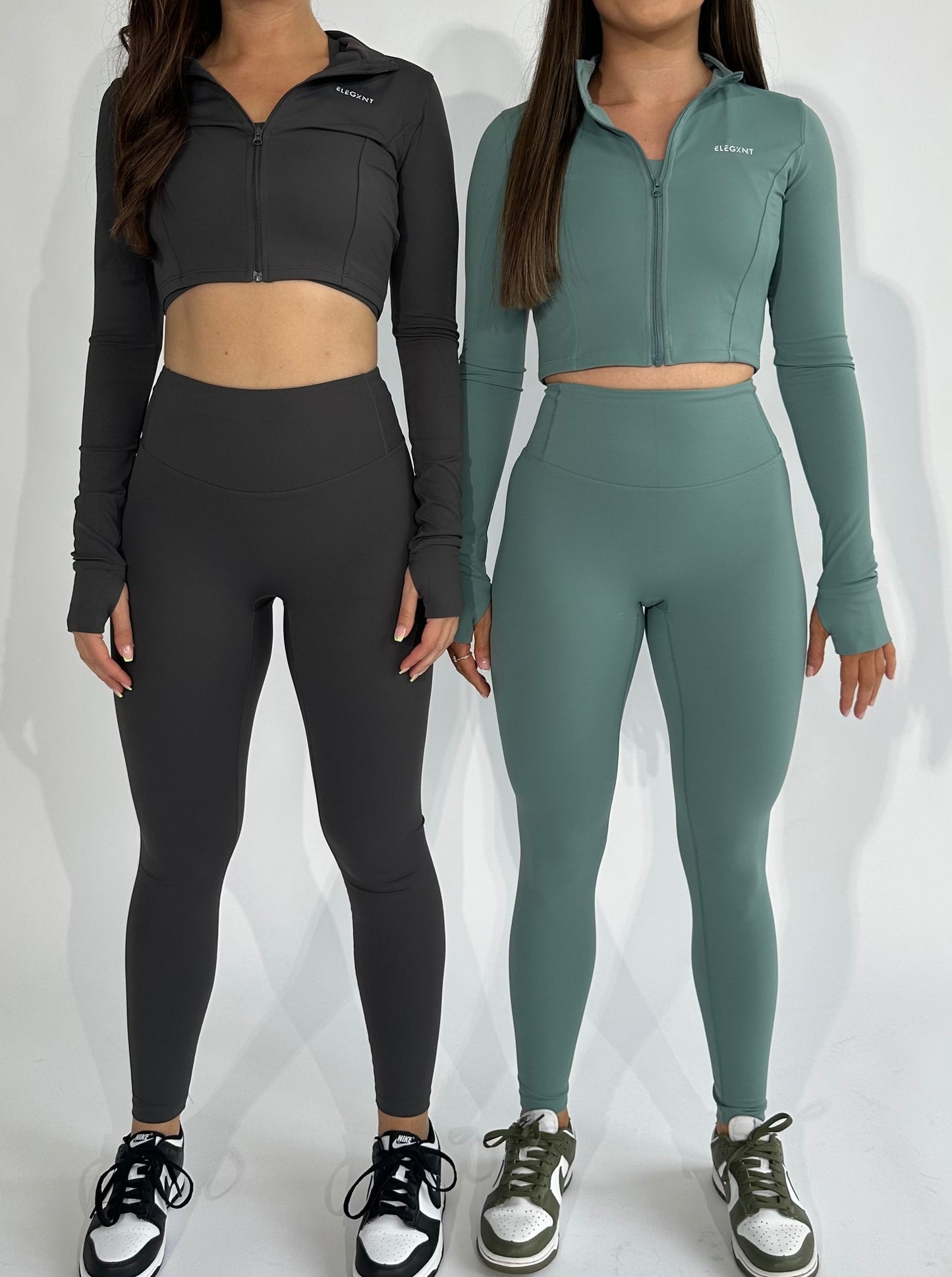 Leggings - Grey & Green Back Front1