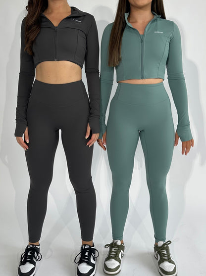 Leggings - Grey & Light Green Front